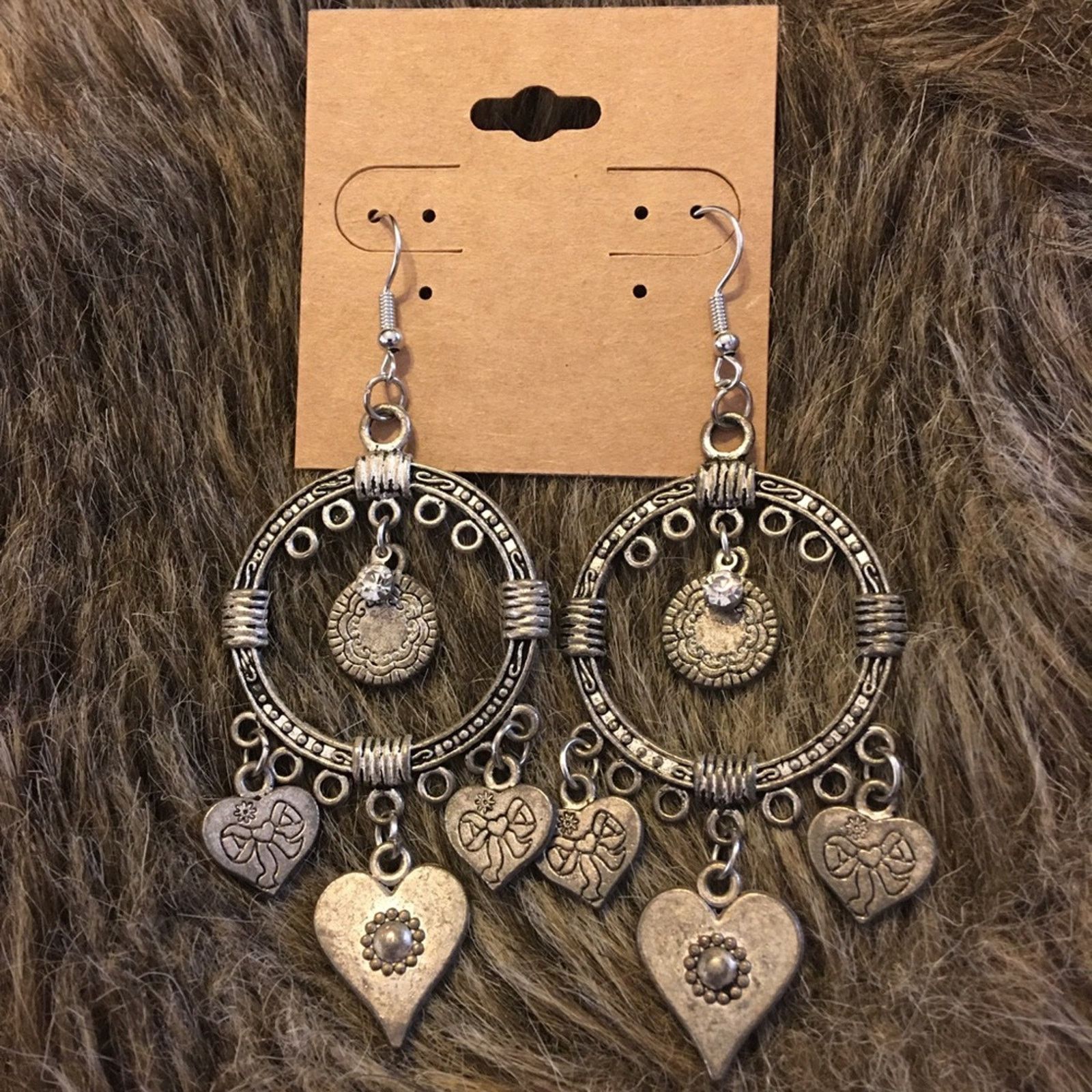 Jewelry Antique silver tone rhinestone accent earrings Size ONE SIZE - 2 Thumbnail
