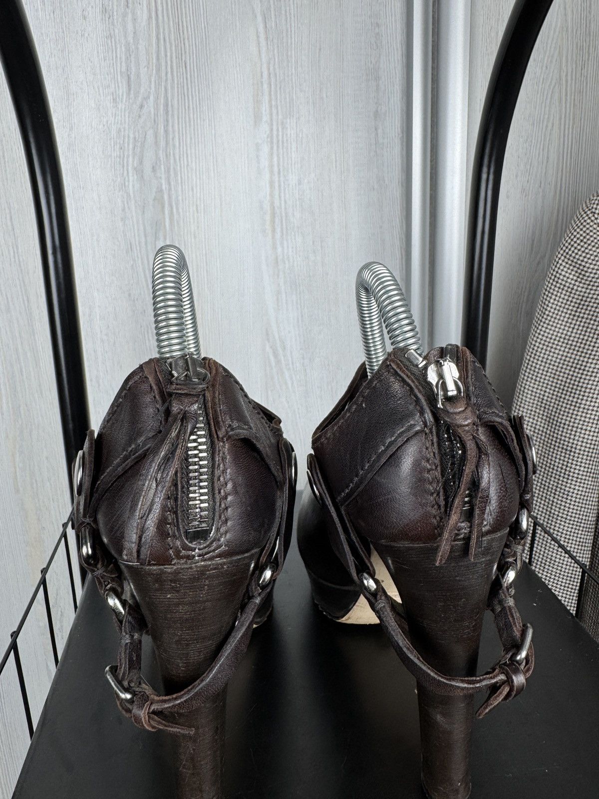Miu Miu MIU MIU Biker Pumps Boots Heels Women's Brown Leather 39.5 Size US 9.5 / IT 39.5 - 12 Thumbnail