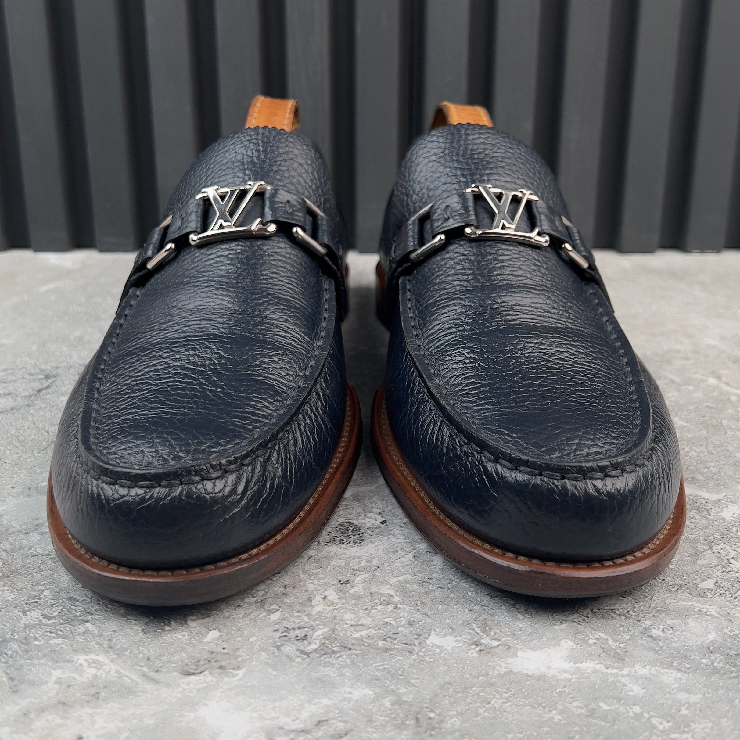 Louis Vuitton Major Loafers Grain Blue Leather Size US 9.5 / EU 42-43 - 4 Thumbnail