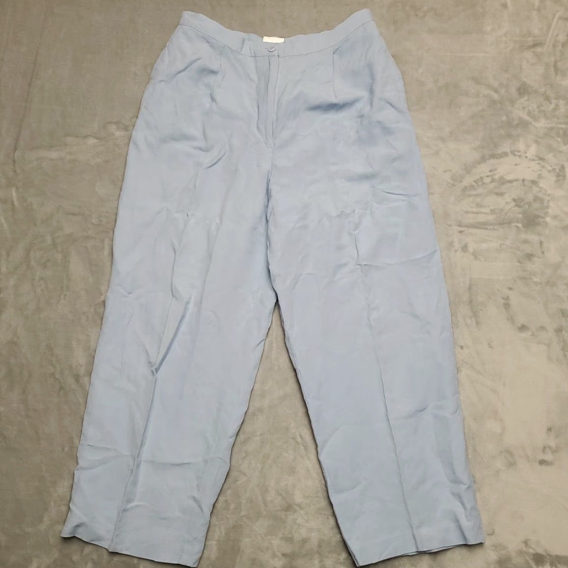 Liz Claiborne Villager Linen Blend Pants Women 16 Blue Pleated Front Classic Summer Comfort Cropped Pockets Zip Linen Rayon Solid Casual Girls Womens Size 38" / US 16 / IT 52 - 2 Thumbnail