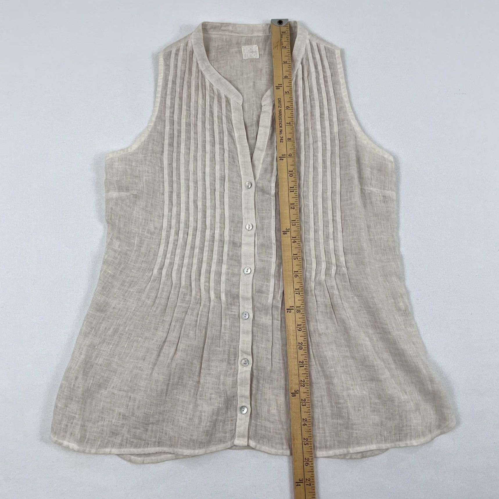 120% Lino 120% Lino Brown Linen Tank Top Shirt Womens Size 40 Sleeveless Pleated V-Neck Casual Size S / US 4 / IT 40 - 4 Thumbnail