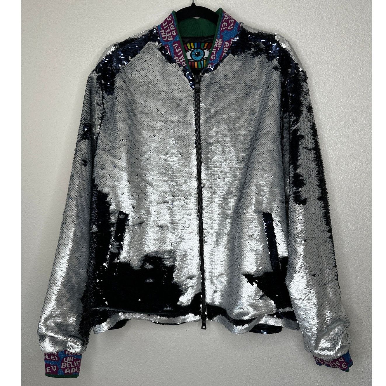 Libertine Libertine Silver Black Sequin Long Sleeve Bomber Jacket XL Size XL / US 12-14 / IT 48-50 - 5 Thumbnail