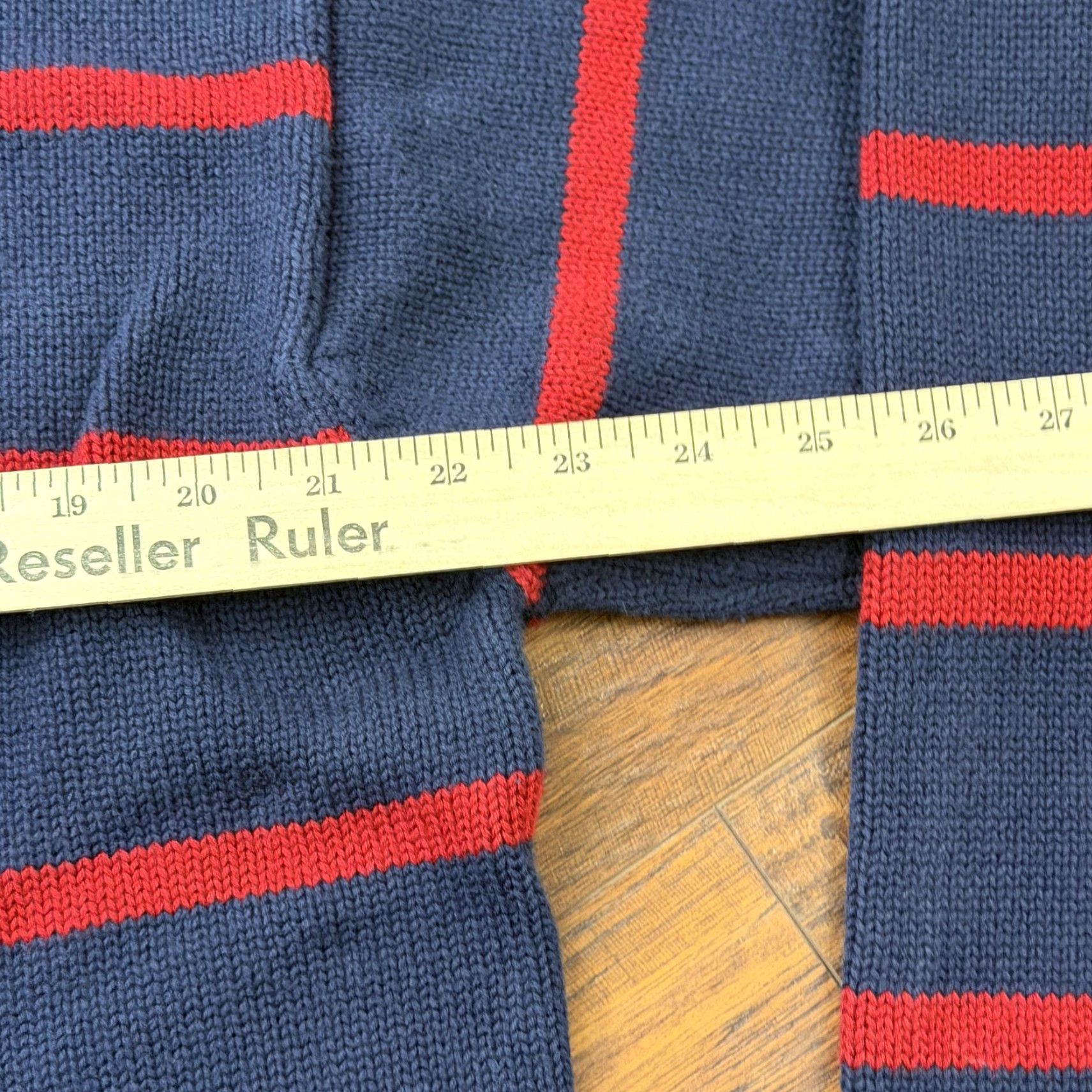 Tommy Hilfiger VINTAGE Tommy Hilfiger Sweater Mens XL Blue Red Striped Knit Pullover V-Neck Logo Pullover Knit Size US XL / EU 56 / 4 - 6 Thumbnail
