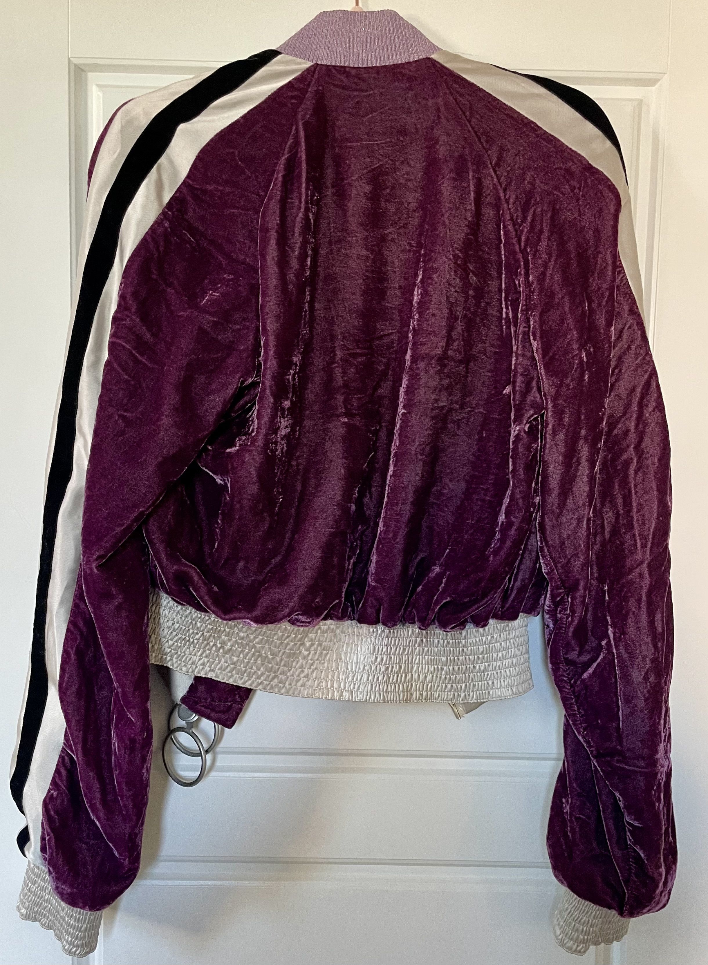 Off-White Off White - Purple Crushed Velvet Zipper Front Bomber Jacket Size S / US 4 / IT 40 - 2 Thumbnail