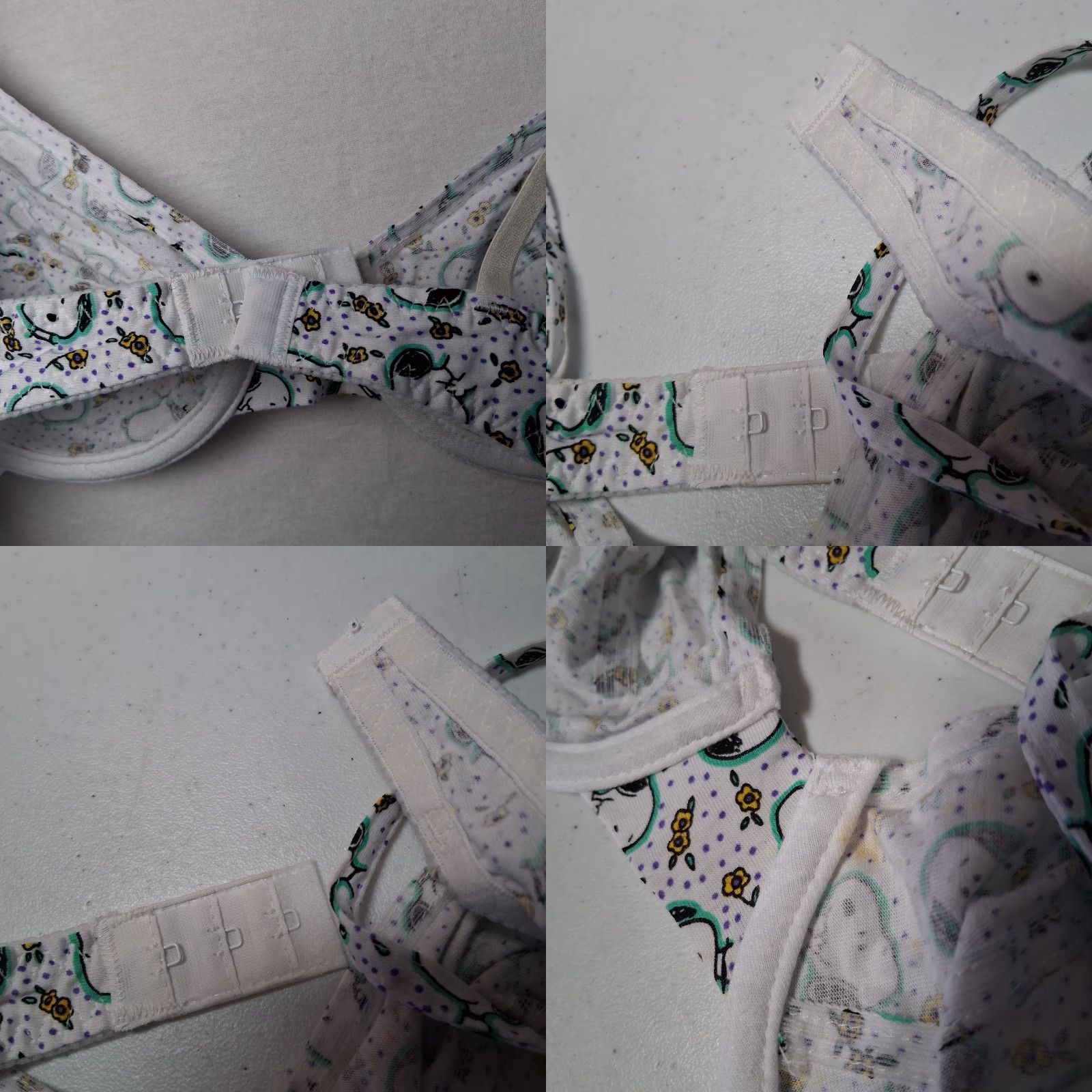 Peanuts VINTAGE Peanuts Snoopy Bra 34C White Yellow Floral Underwire Cotton READ Size ONE SIZE - 9 Thumbnail