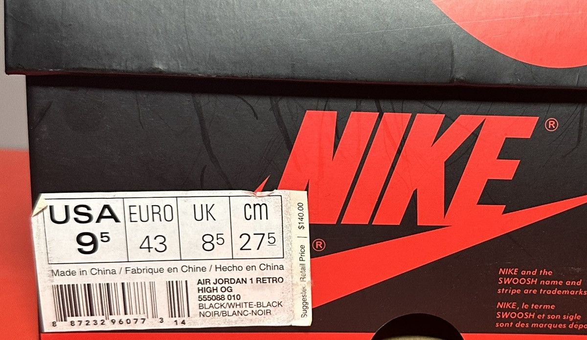 Jordan Brand Size 9.5 - Air Jordan 1 Retro OG 2014 High Black White Size US 9.5 / EU 42-43 - 8 Thumbnail