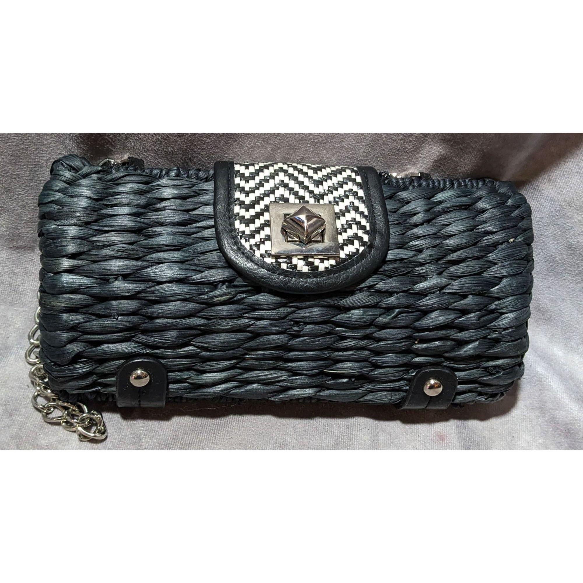 Other Retro Woven Navy Blue Purse With Silver Tone Chain Strap Size ONE SIZE - 7 Thumbnail