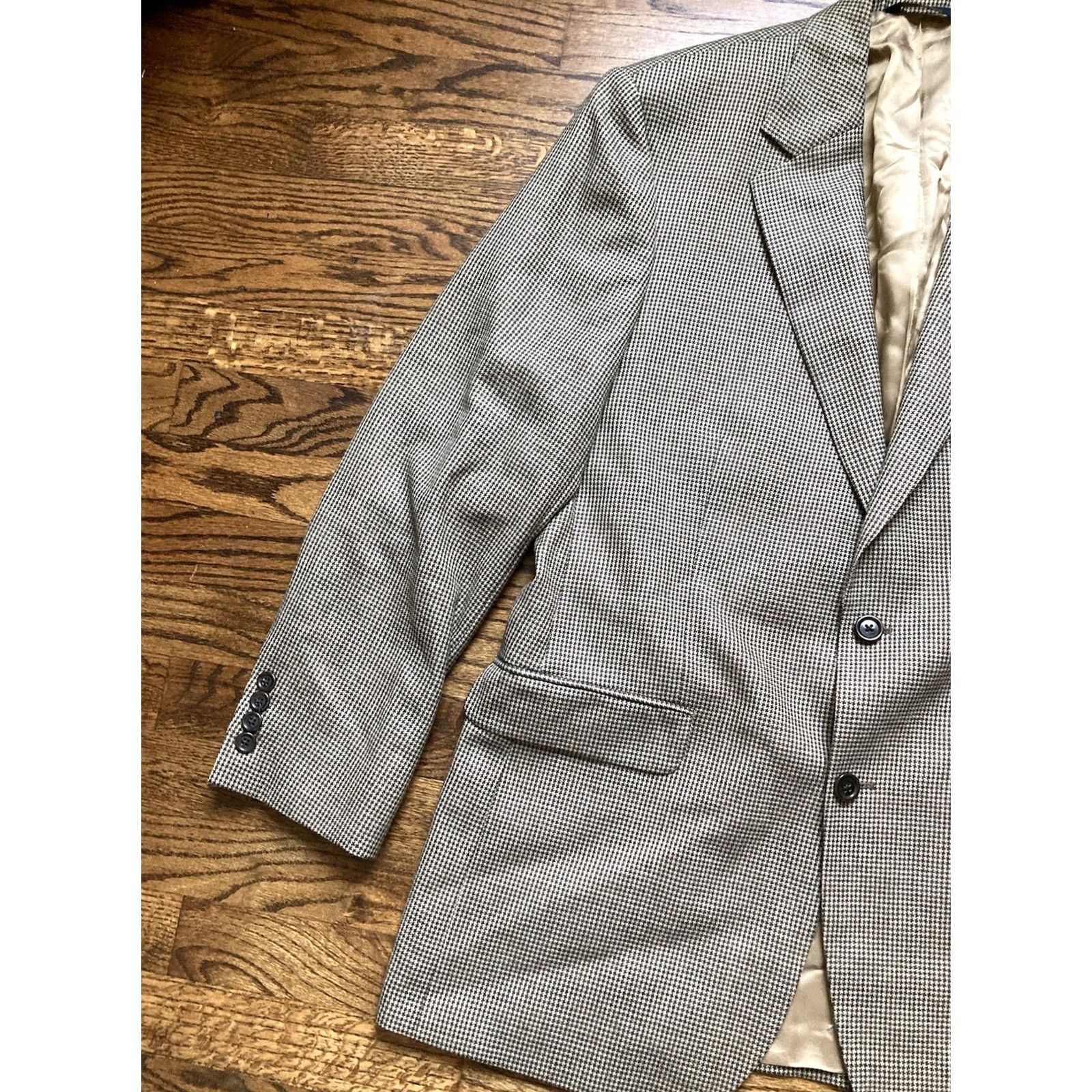 Brooks Brothers Brooks Brothers Coat Mens 42 Beige Blazer Size 42R Houndstooth Wool Sport Size 42R - 2 Thumbnail