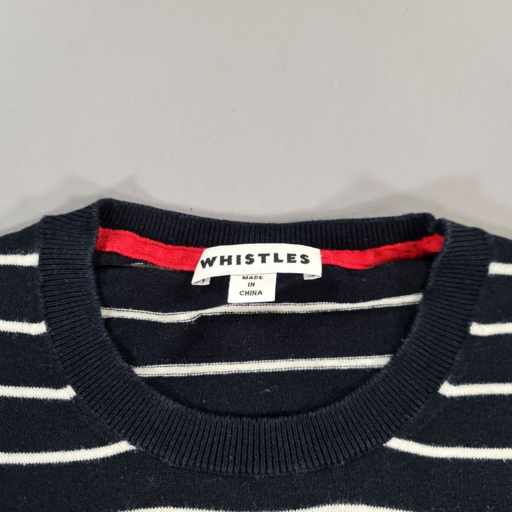 Whistles Whistles Jumper Navy Blue 12 UK Wool? No, Cotton Pullover Crew Neck Striped Mom Christmas 100% Cotton Women Regular Size XL / US 12-14 / IT 48-50 - 3 Thumbnail