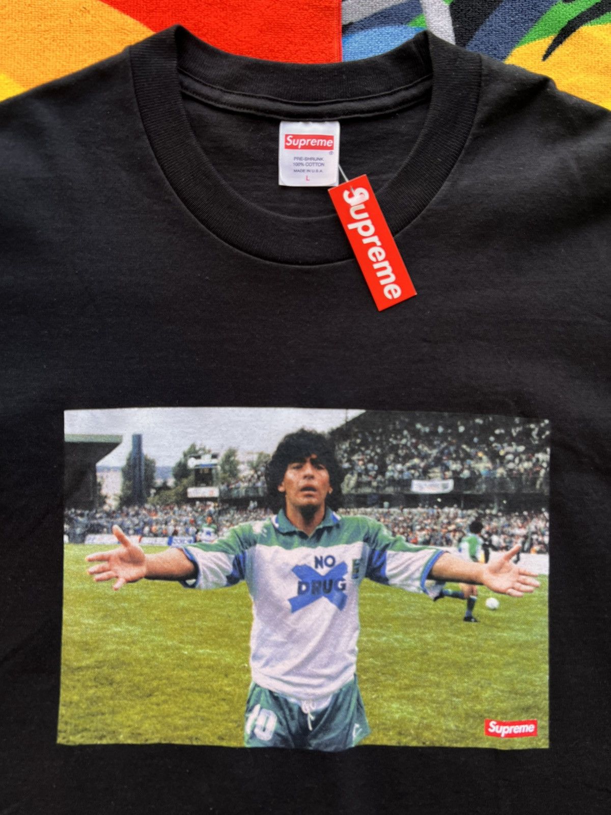 Supreme L Supreme Maradona Tee black T-shirt football diego no drugs Size US L / EU 52-54 / 3 - 22 Thumbnail