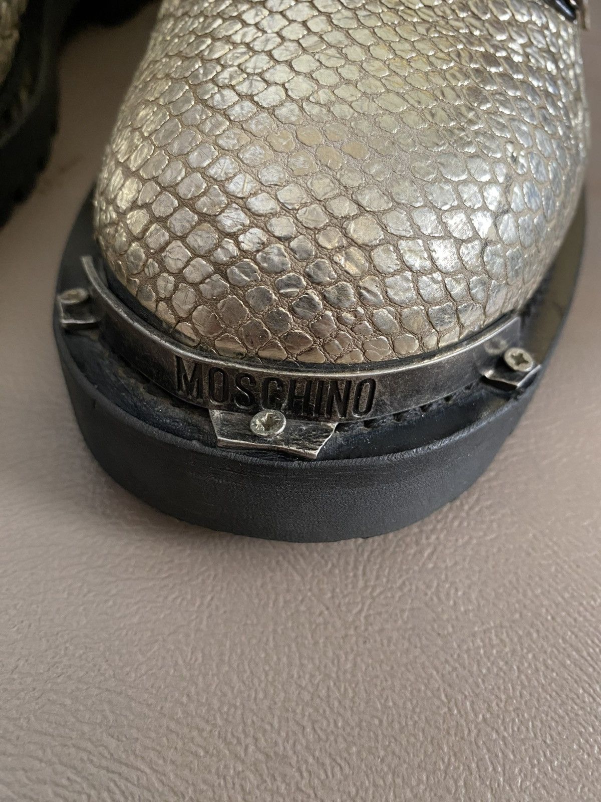 Moschino Moschino metallic gold pyhton embossed leather ankle length Size US 7.5 / EU 40-41 - 4 Thumbnail