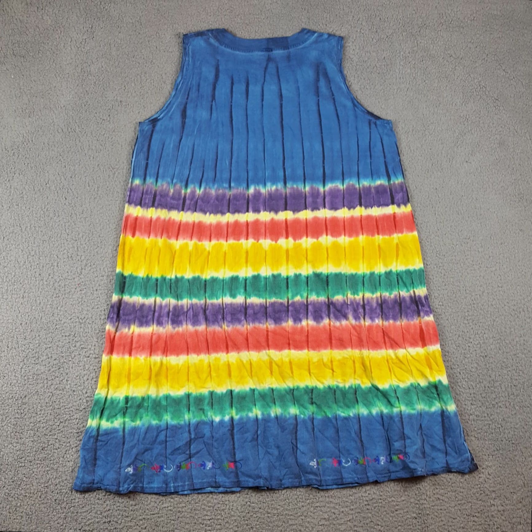 Rainbow Vintage 90s Rainbow Fish Tie-Dye Midi Sundress Women’s Size Medium Beach Bohemian Tropical Summer Size M / US 6-8 / IT 42-44 - 7 Thumbnail