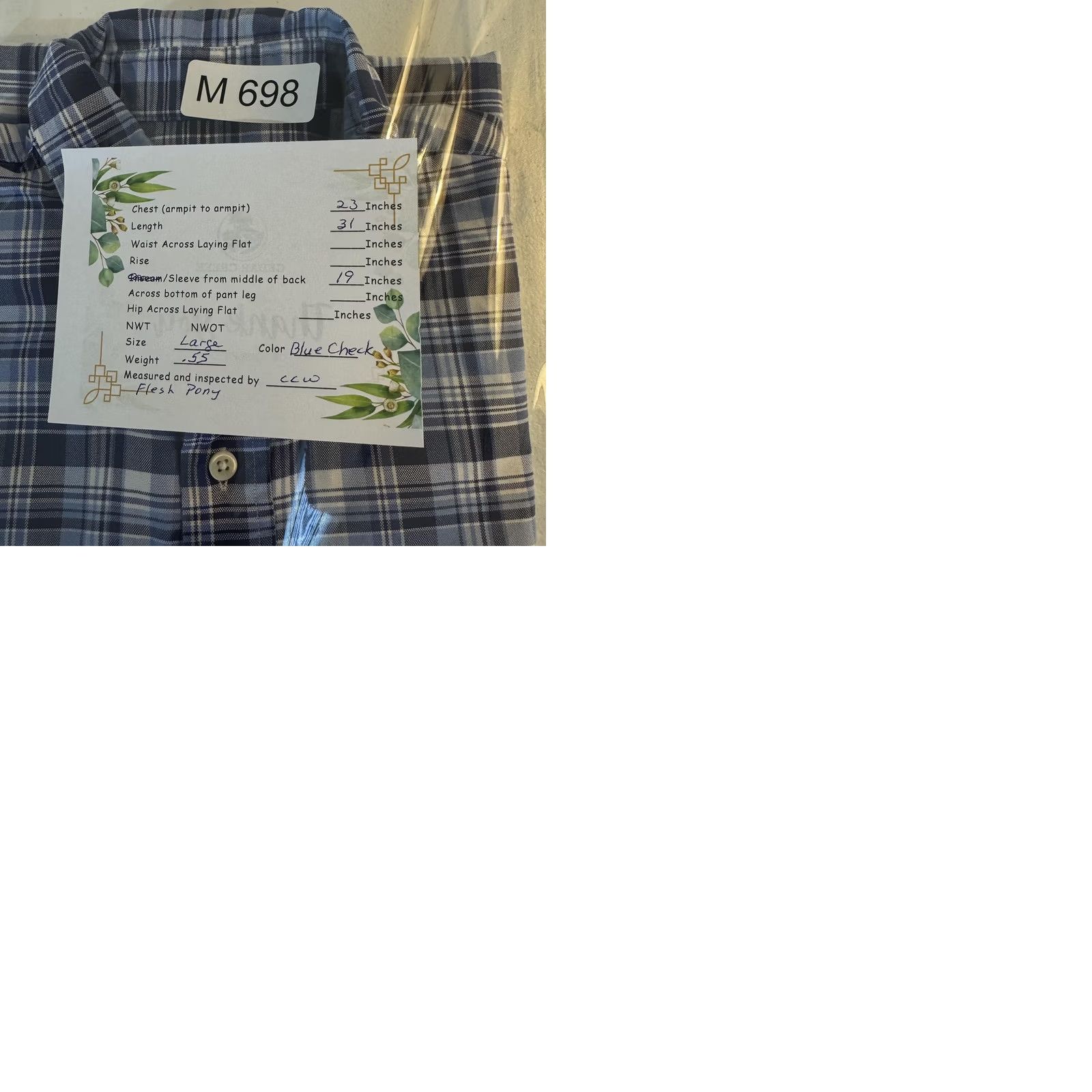 Ralph Lauren Ralph Lauren Shirt Mens Large Blue Plaid Button Down Short Sleeve Polo Pony Size US L / EU 52-54 / 3 - 10 Thumbnail