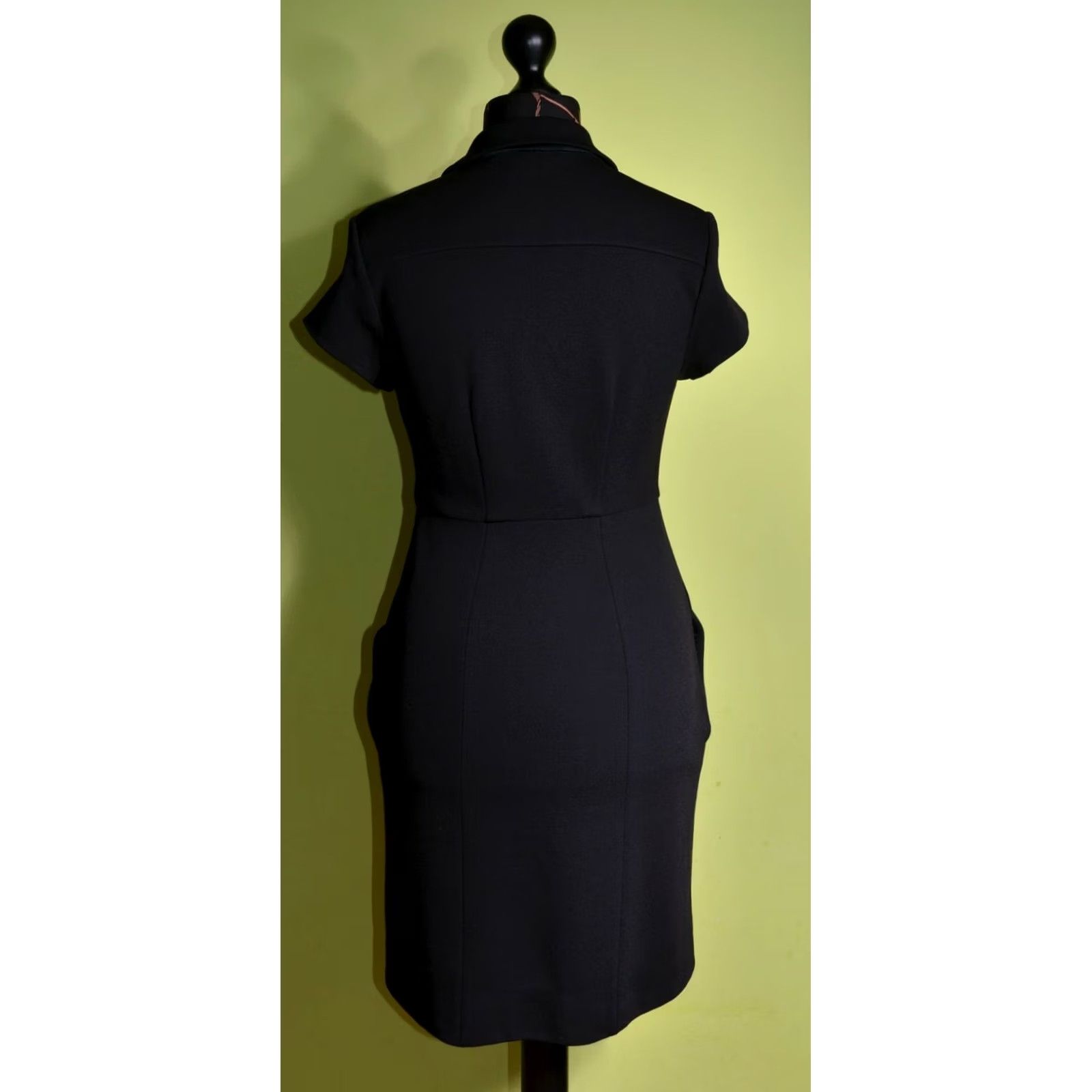 Diane von Furstenberg Diane von Furstenberg Black Dress Size 8 Women Pencil Dress Midi Wool Nylon Short Sleeve Button Adult Regular Color Black Size M / US 6-8 / IT 42-44 - 3 Thumbnail
