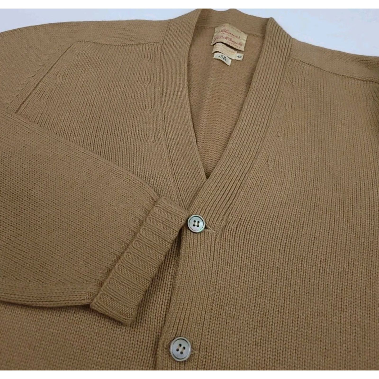 Camel Vintage Atkinsons Cardigan Sweater 100% Camel Hair Knit 40s 50s Scotland Worn Size US S / EU 44-46 / 1 - 4 Thumbnail