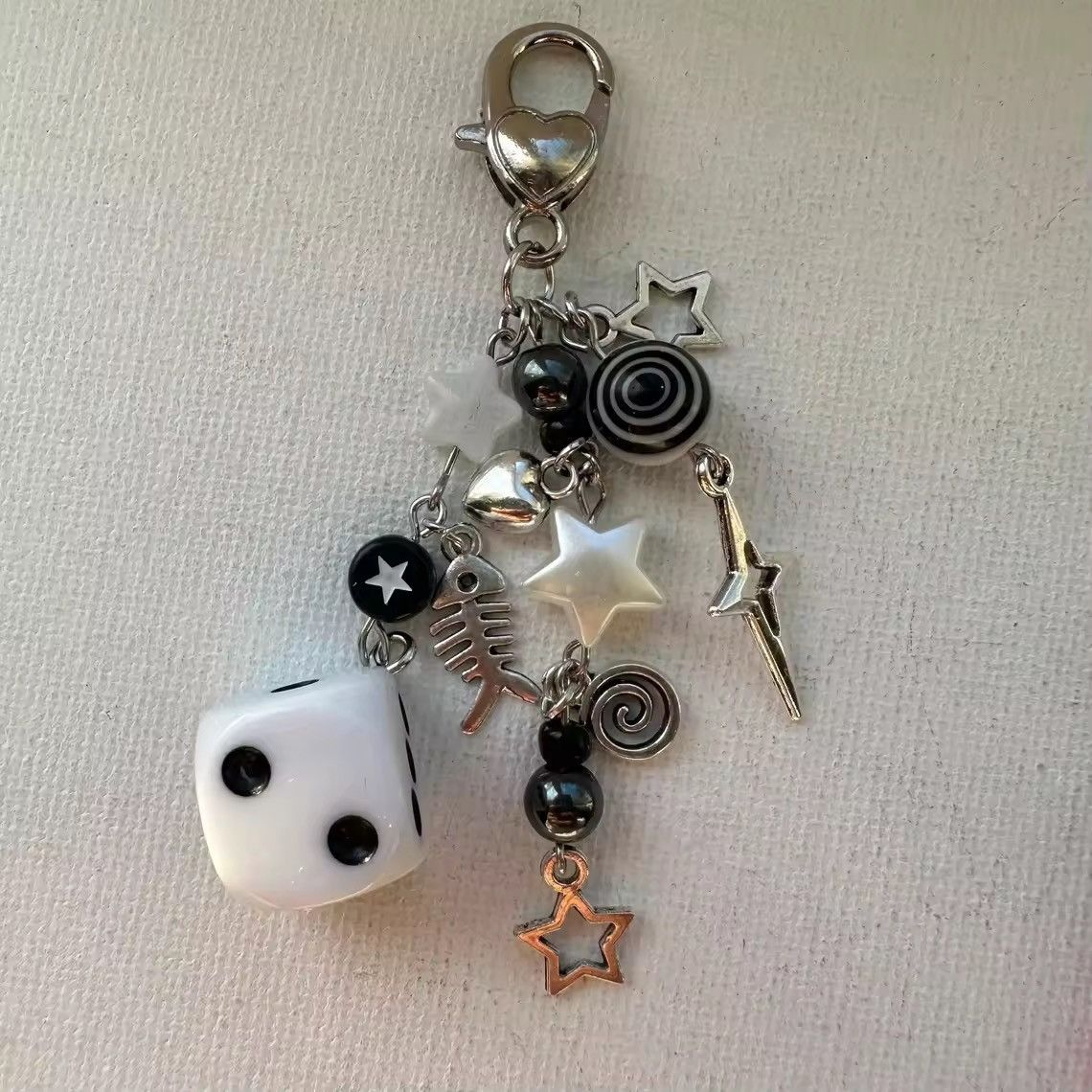 Jewelry Edgy Grunge Cyber Emo Key Chain in Silver, Men's