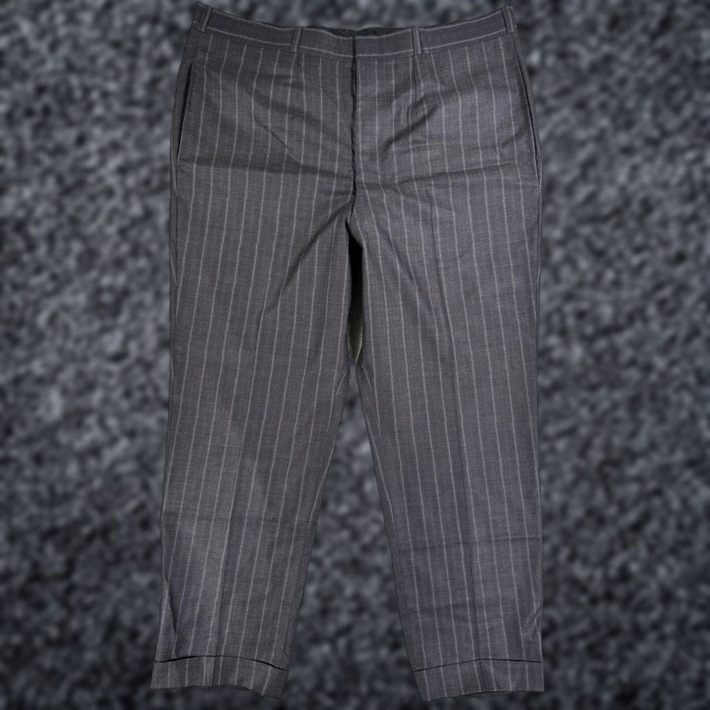 Vintage Norton & Sons Dress Pants Mens 40x29 Gray Pinstripe Cuffed Tailored Savile Row Dress Pants Mens 40 Regular Gray Pinstripe Size US 40 / EU 56 - 1 Thumbnail