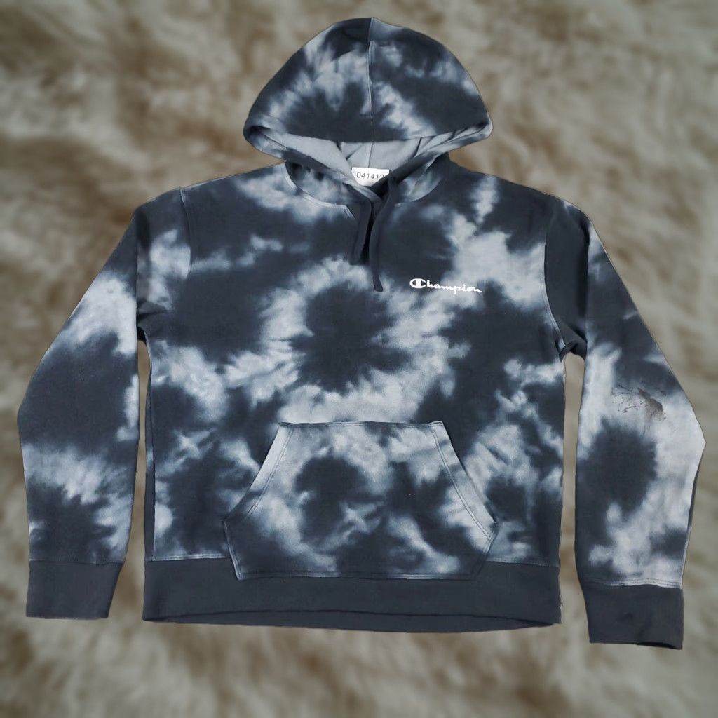 Champion Champion Blue Gray Tie Dye Women's Medium Long Sleeve Hoodie Sweatshirt Size M / US 6-8 / IT 42-44 - 1 Thumbnail