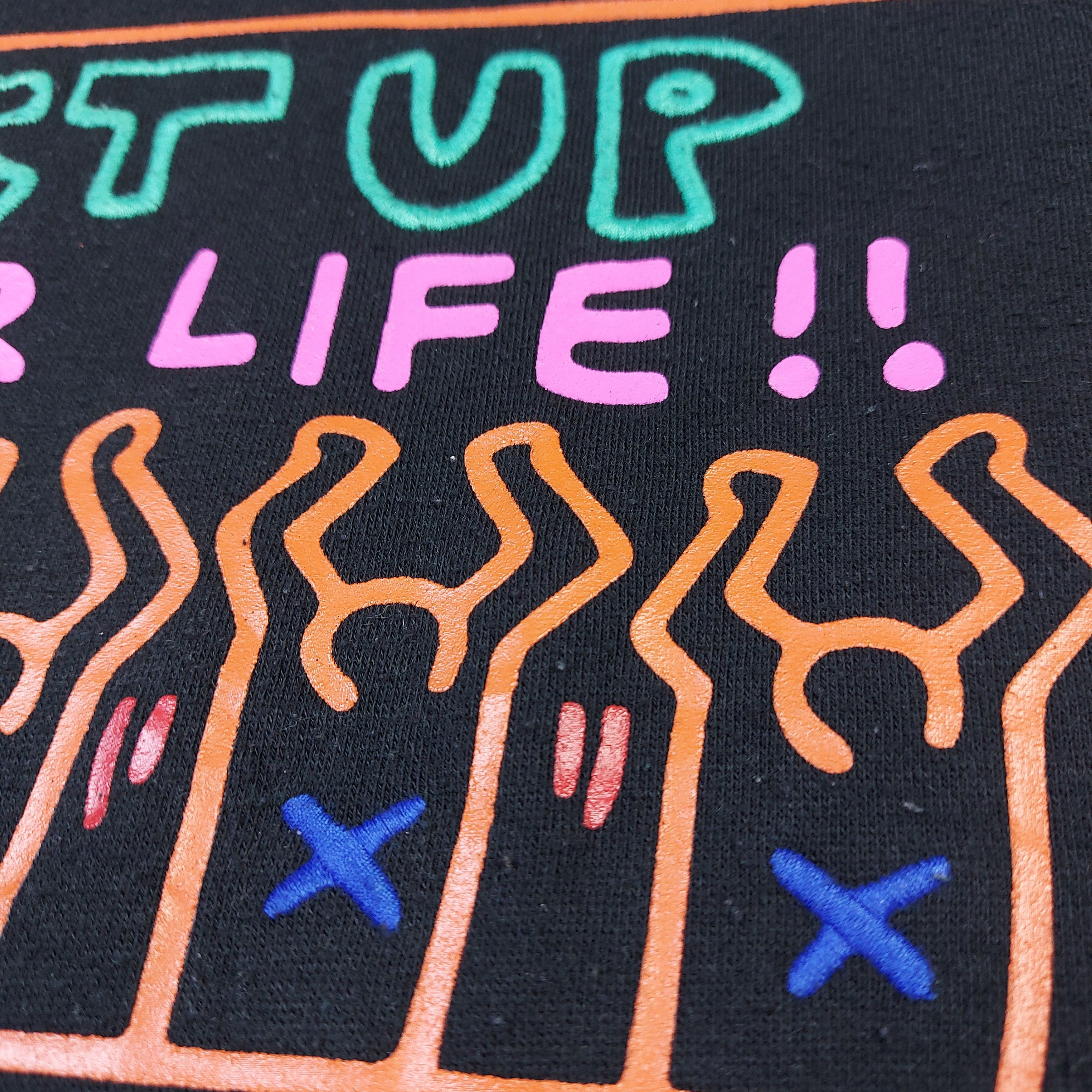 Keith Haring Vintage Y2K Keith Haring Embroidery Black Pullover Hoodie Size US XL / EU 56 / 4 - 4 Thumbnail
