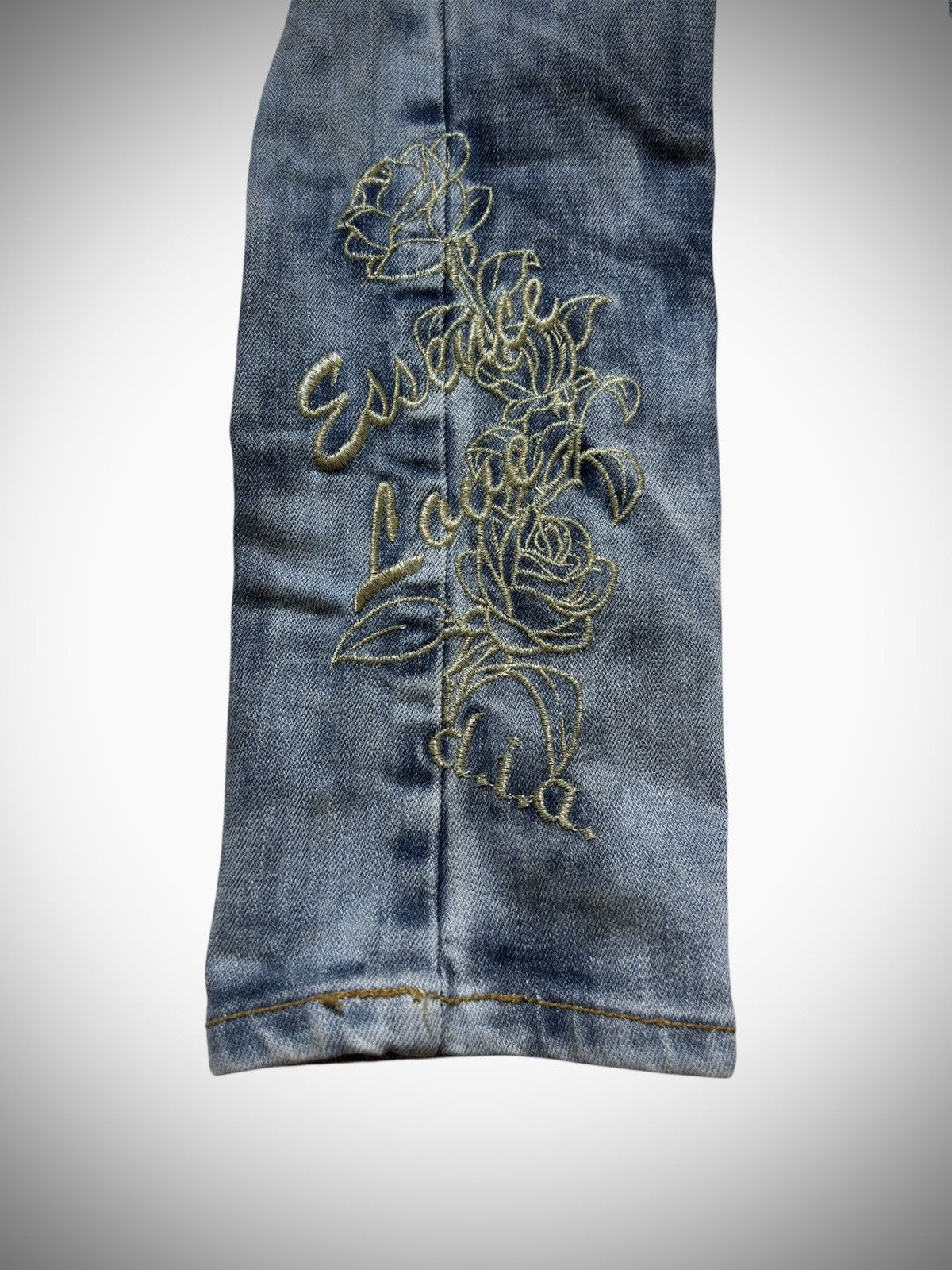 Japanese Brand 2000’s D.I.A - Washed Embroidery Skinny Jeans Size 27" / US 4 / IT 40 - 5 Thumbnail