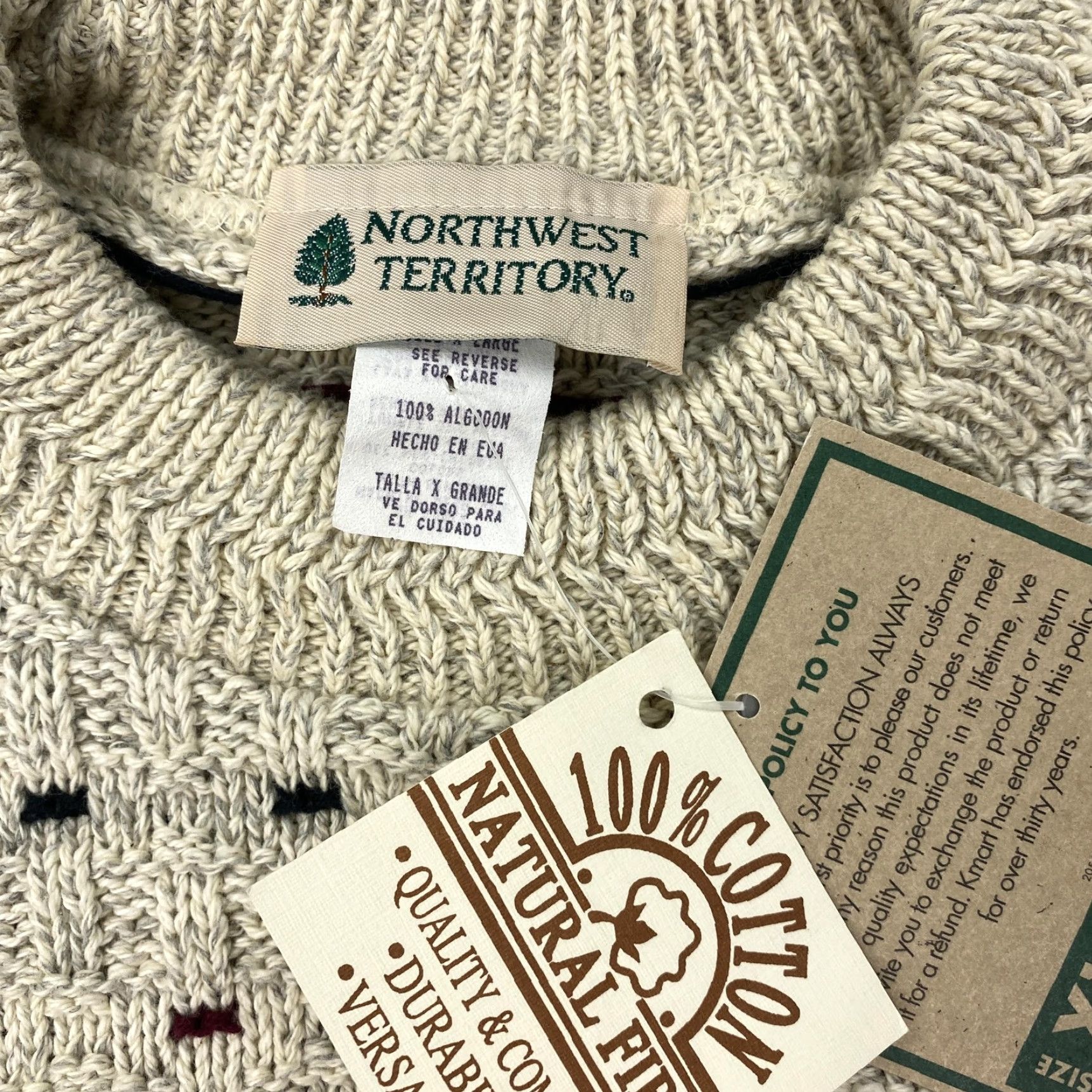 Vintage VINTAGE Northwest Territory Sweater Mens XL Beige 100% Cotton Crewneck Knit Geometric Pattern Mens XL Beige Knit Sweater Size US XL / EU 56 / 4 - 5 Thumbnail