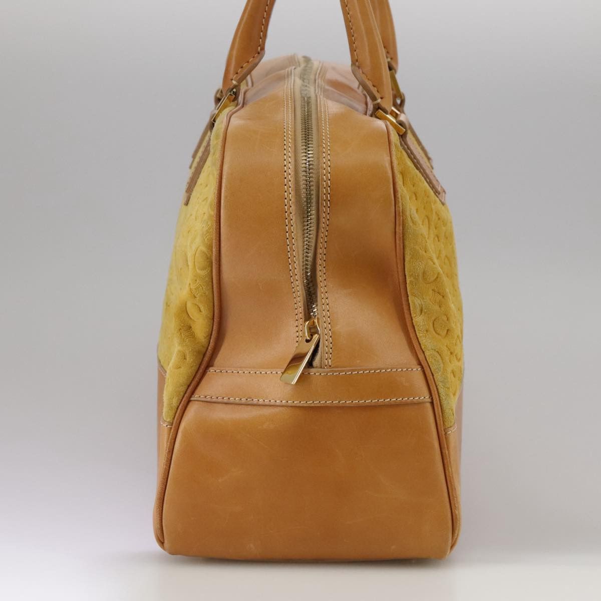 Celine CELINE C Macadam Canvas Hand Bag Suede Leather Yellow Gold Size ONE SIZE - 4 Thumbnail