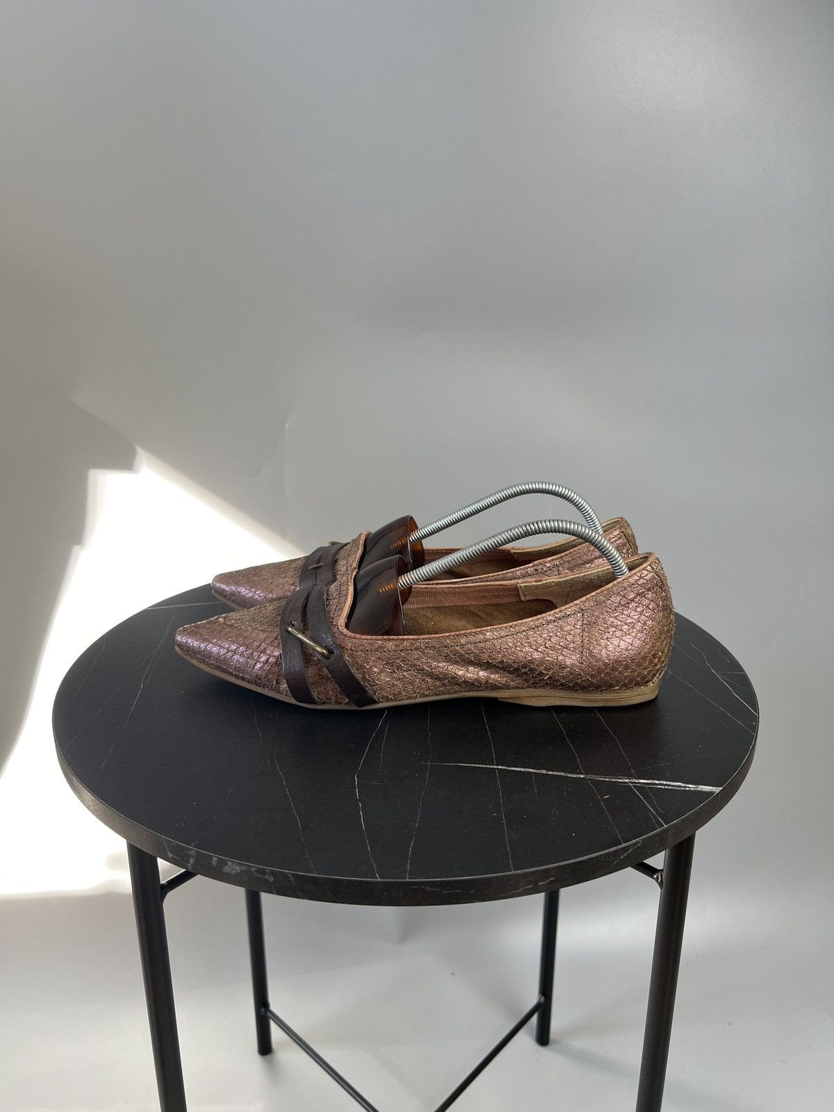 A.S.98 A.S.98 Snakeskin Leather Pointed Toe Ballet Flats (Y0501) Size US 9 / IT 39 - 4 Thumbnail