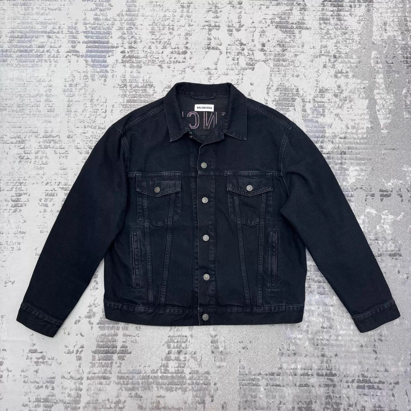 Balenciaga Balenciaga Back Embroidered Logo Blk Pnk DenimJkt38 Size S / US 4 / IT 40 - 1 Thumbnail