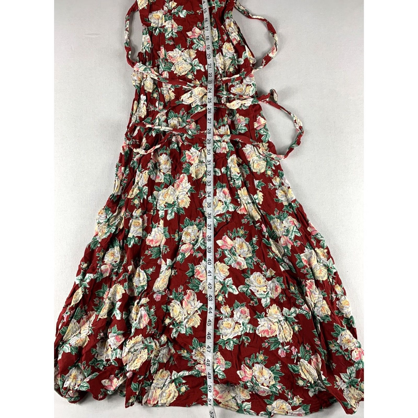 Vintage PRIVACY PLEASE OFF THE SHOULDER MAXI DRESS Womens XS Red Roses Flowers Dress Long Solid Sleeveless Size XS / US 0-2 / IT 36-38 - 4 Thumbnail