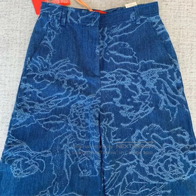 Max Mara MaxMara Blue Floral Wide-Leg Jeans . Size 23" - 3 Thumbnail