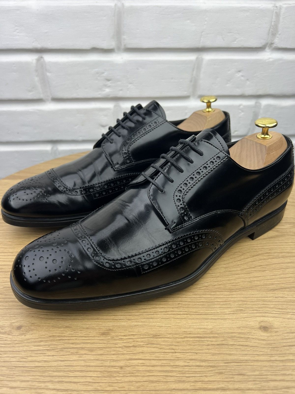 Prada PRADA MILANO Derby Brogues Leather Shoes Wingtip Black Men’s Size US 11 / EU 44 - 1 Thumbnail
