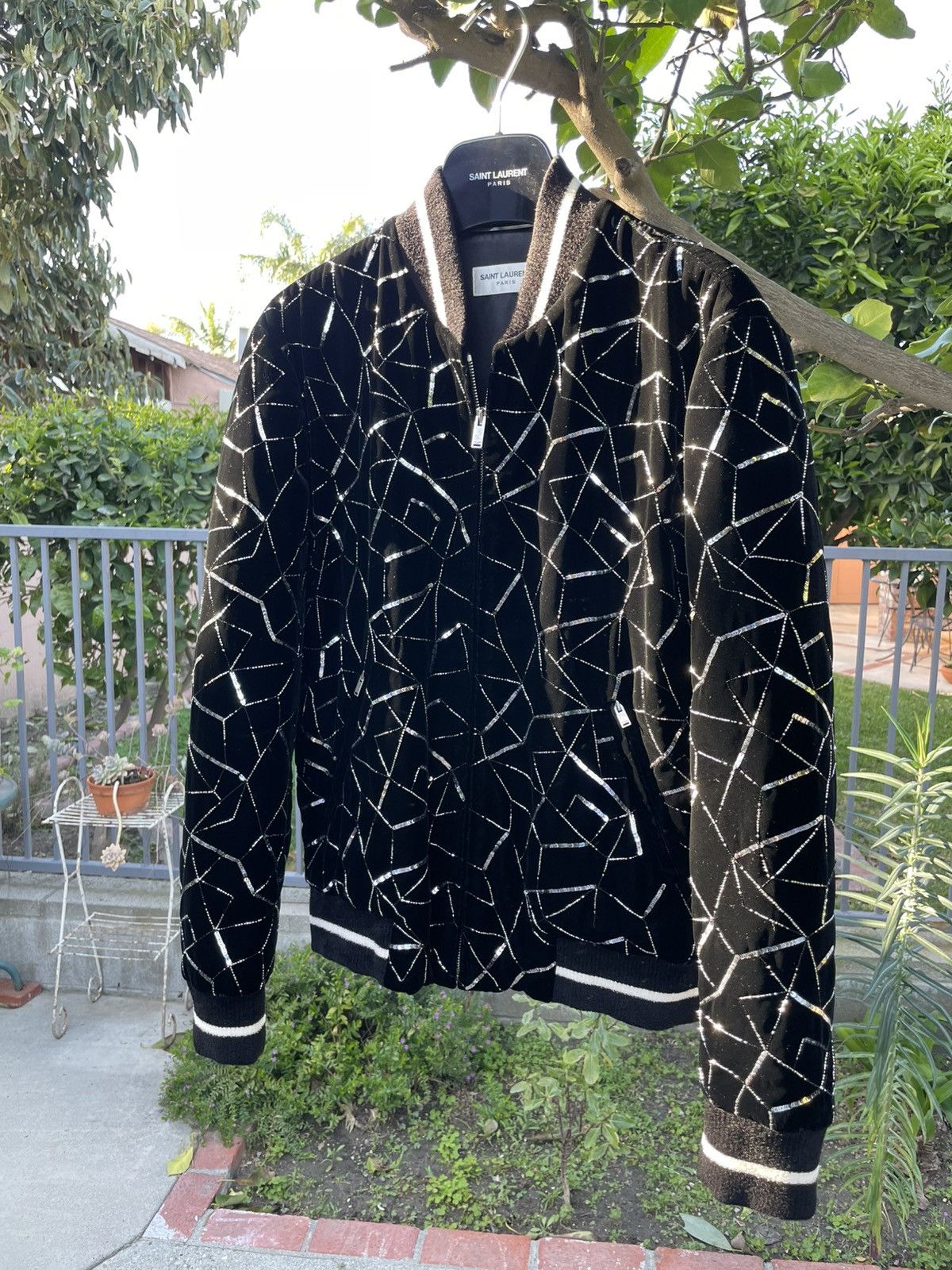 Saint Laurent Paris Saint Laurent Paris Teddy Varsity Sequin Bomber Jacket Black Size US S / EU 44-46 / 1 - 10 Thumbnail
