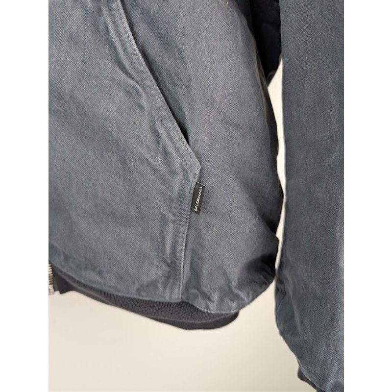 Balenciaga o1rshd1 Organic Japanese Denim Zip-Up Hoodie in Heavy Grey Size US M / EU 48-50 / 2 - 8 Thumbnail