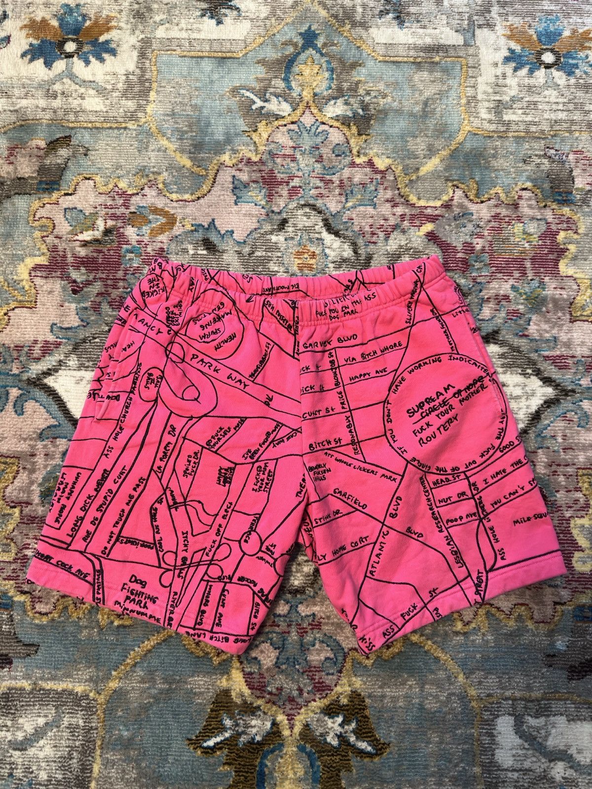Supreme Supreme Gonz Embroidered Map Sweatshort “Magenta” Pink | Grailed