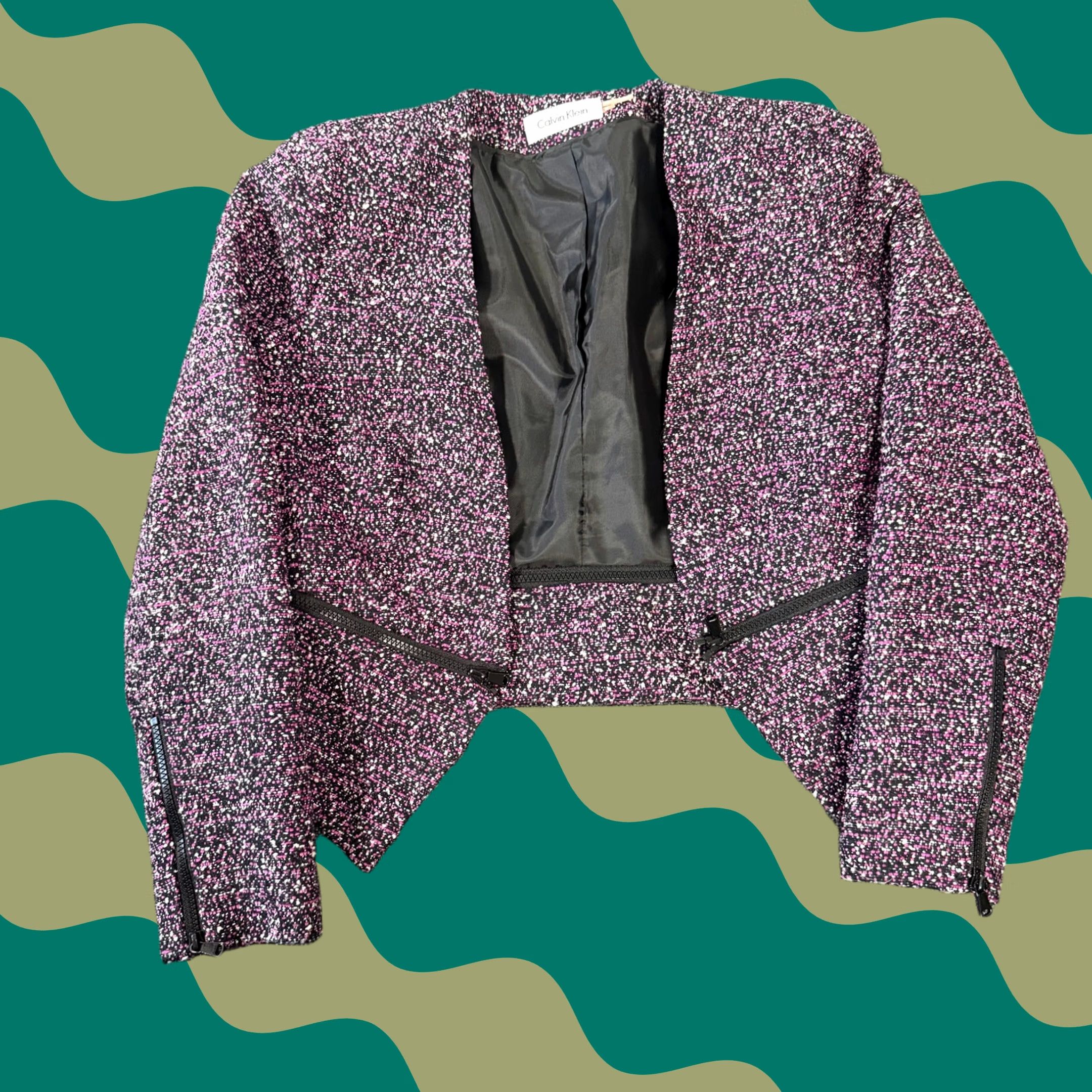 Calvin Klein VINTAGE Calvin Klein Tweed Blazer Jacket Y2k Pink Black Medium 8 Women's Size M / US 6-8 / IT 42-44 - 1 Thumbnail