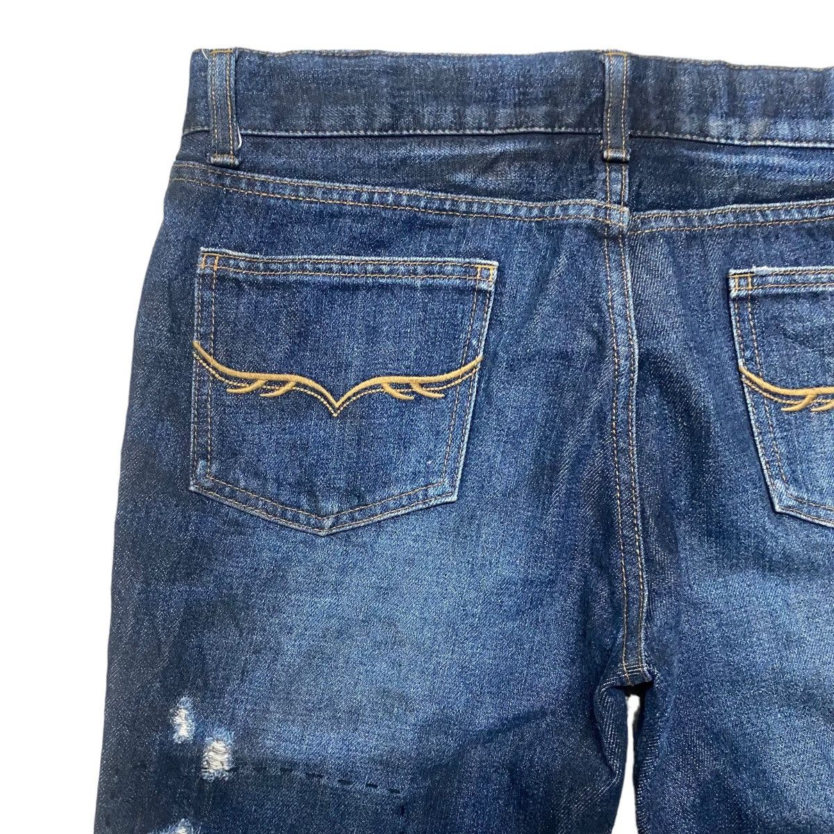 GOSTAR DE FUGA FUGA Coated Oiled Denim Flare Jeans Distressed Size US 32 / EU 48 - 12 Thumbnail