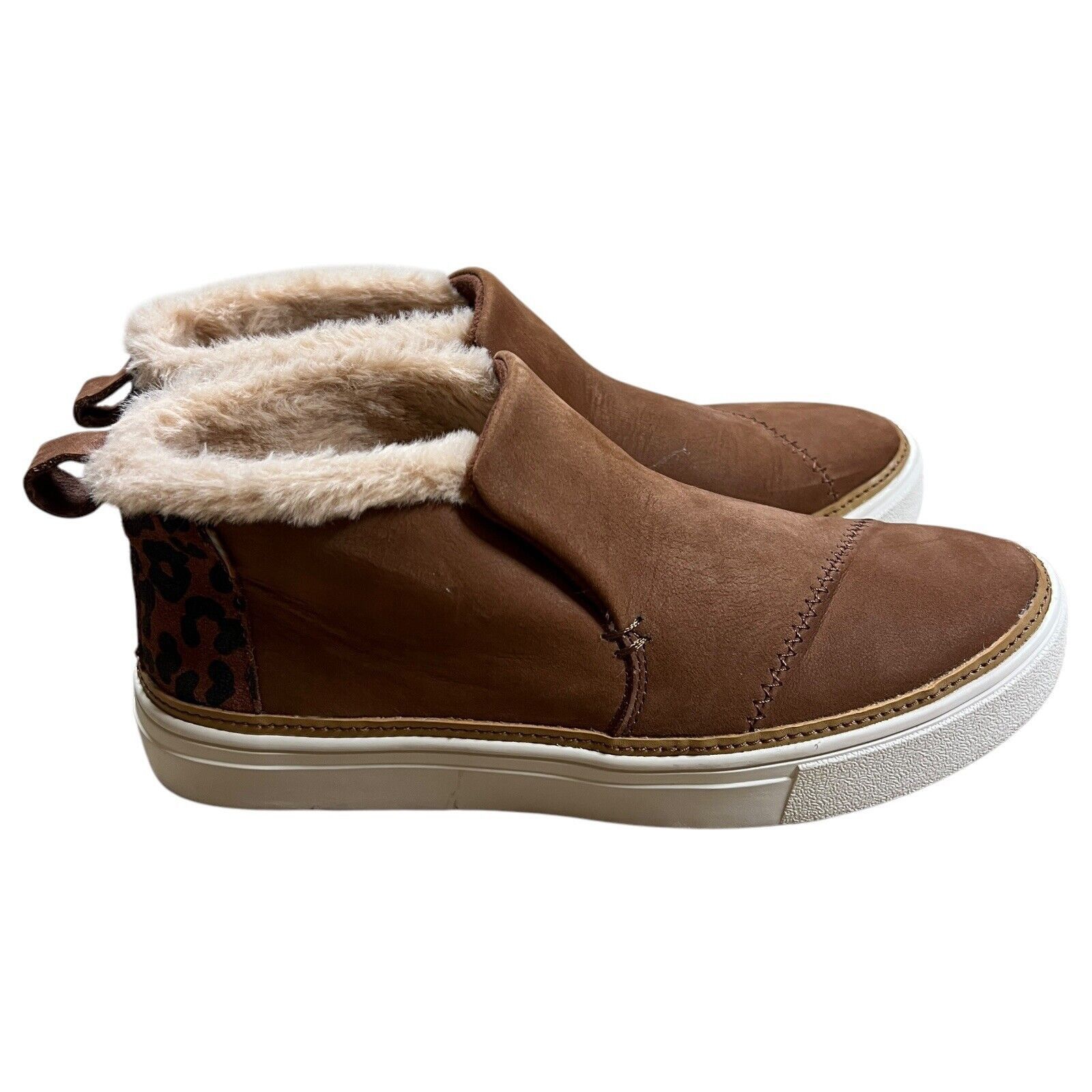 Toms TOMS Dark Ember Nubuck Slip On Shoes Brown Faux Fur Size 6.5 Size US 6.5 / IT 36.5 - 1 Thumbnail