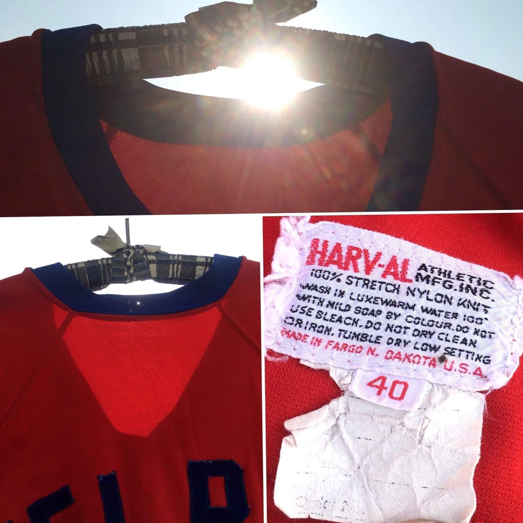 Clarks VINTAGE HARV-AL American Legion Baseball Shirt Jersey 40 Red Short Sleeve V Neck Mens Size US L / EU 52-54 / 3 - 7 Thumbnail