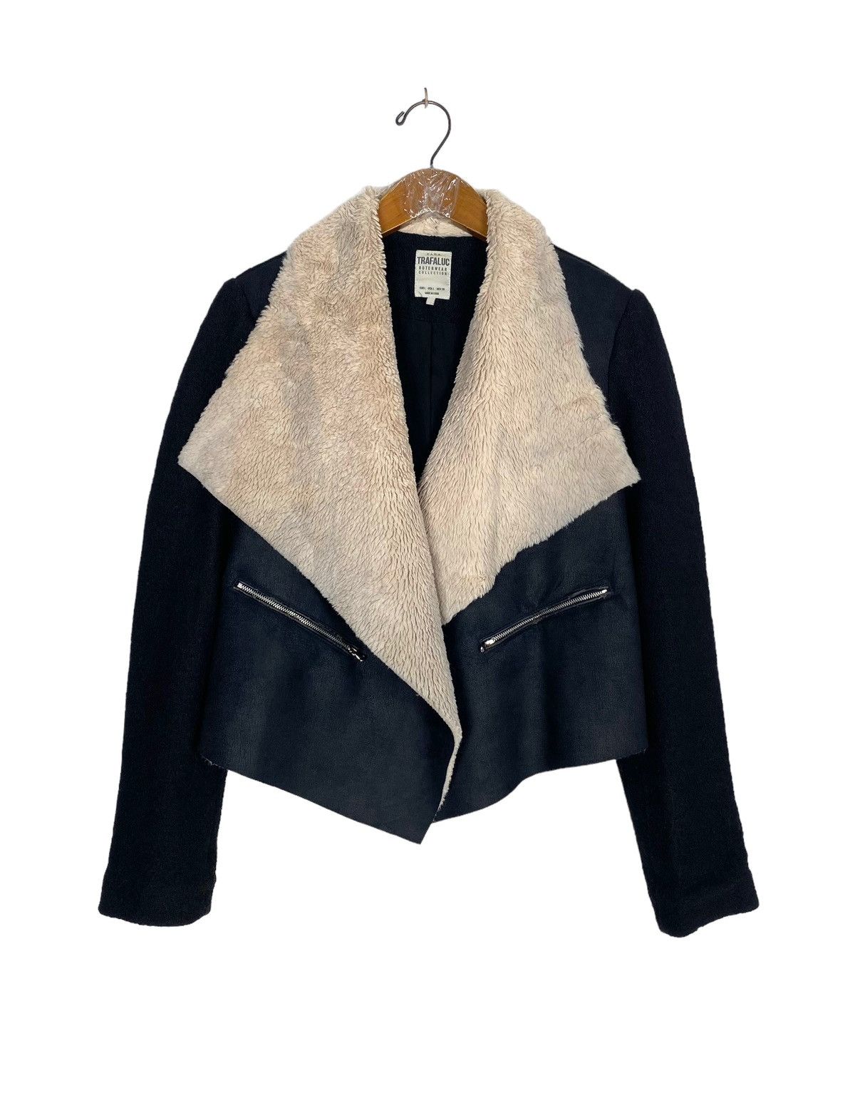 Rare‼️ Zara Trafaluc Faux Sherpa Shearling Black Moto Jacket