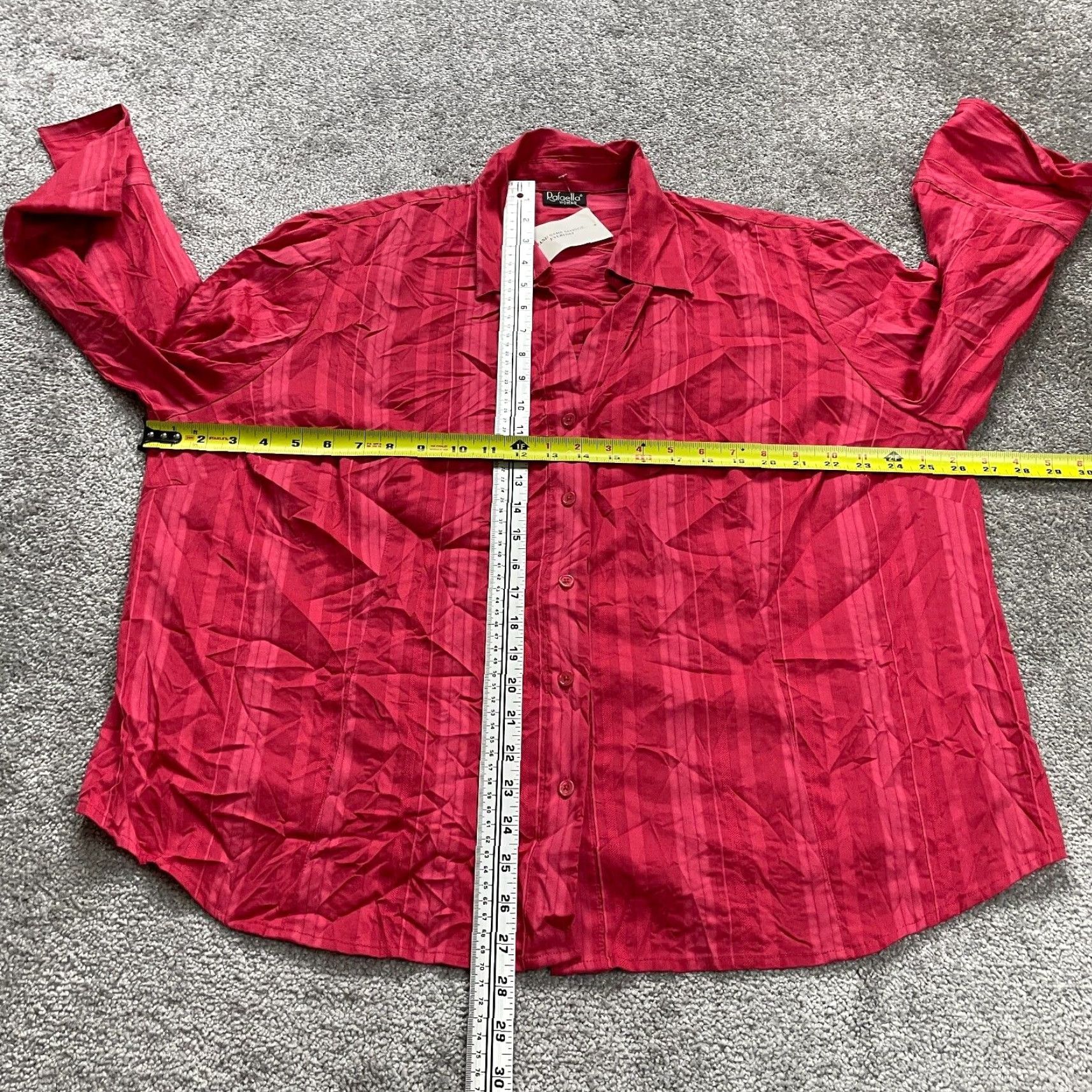Vintage Rafaella Button Down Blouse Womens 2XL Red Striped Long Sleeve Casual Top NWT Size XXL / US 16-18 / IT 52-54 - 7 Thumbnail