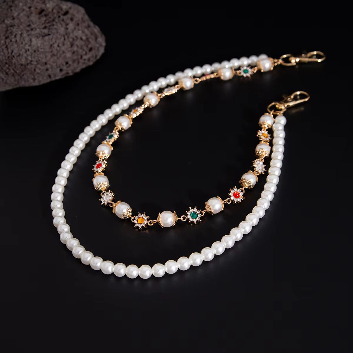 Jewelry Exquisite Imitation Pearl Keychain Wallet Belt Pants Chain Size ONE SIZE - 6 Thumbnail