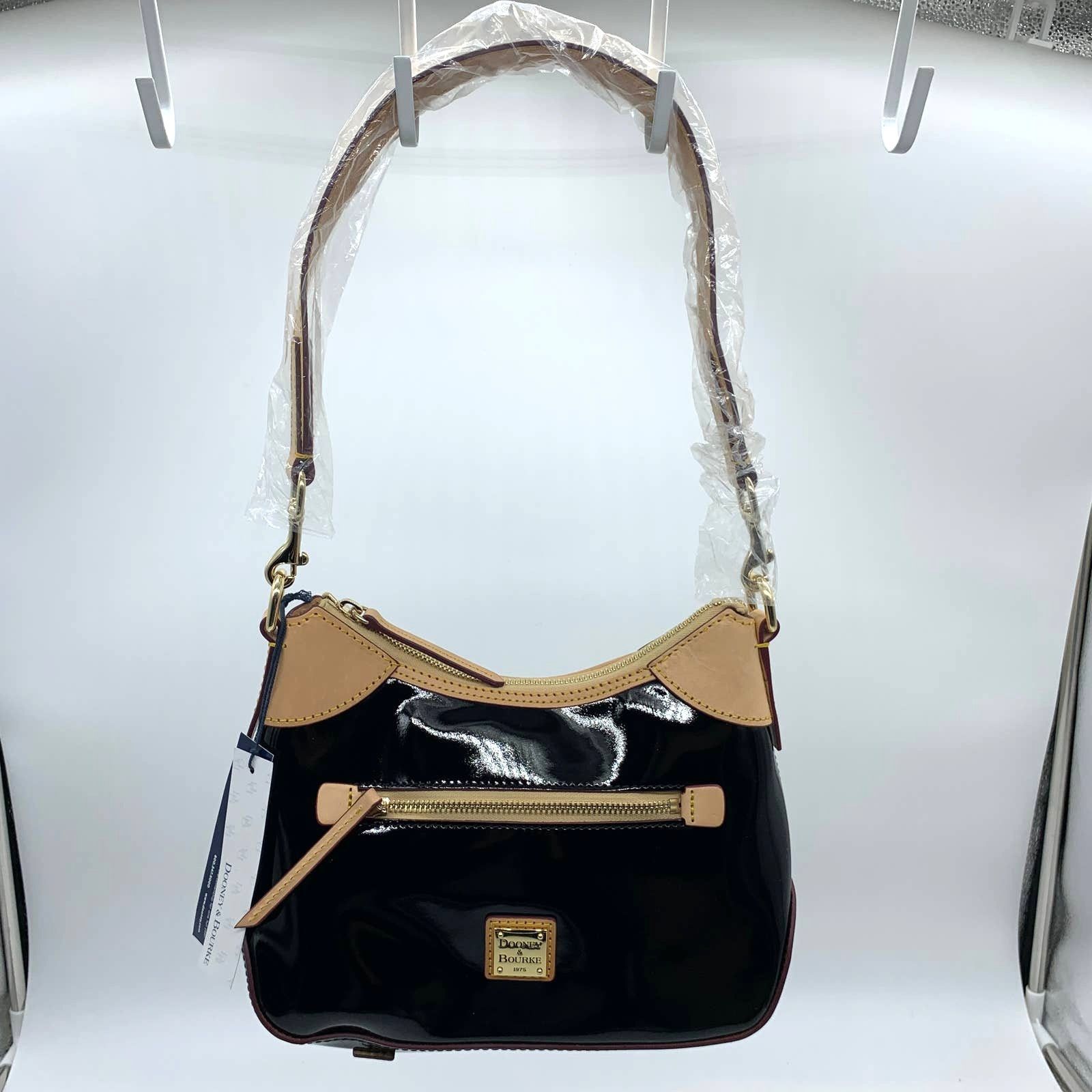 Dooney & Bourke Dooney & Bourke Black Patent Leather Small Hobo Purse Size ONE SIZE - 1 Thumbnail