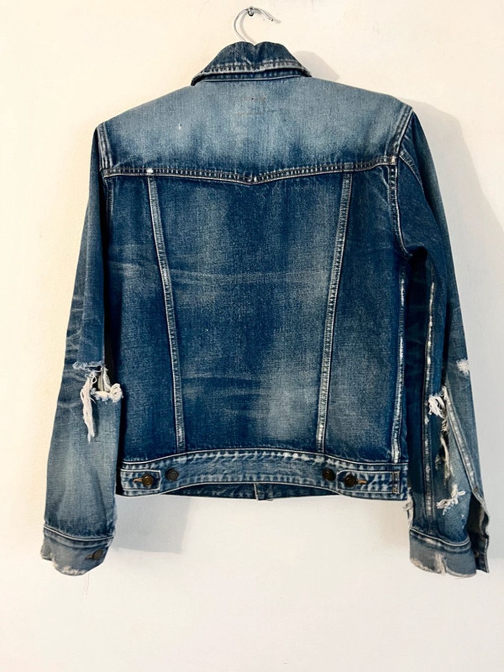 Saint Laurent Paris Distressed Denim Jacket Size US XS / EU 42 / 0 - 2 Thumbnail