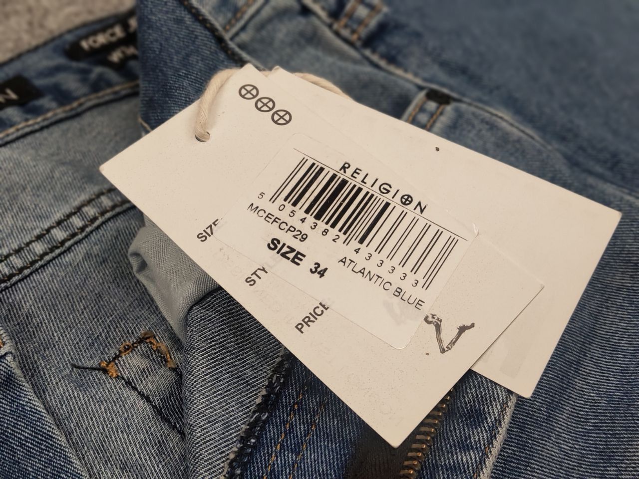 If Six Was Nine Religion New Atlantic Blue Force Distressed Denim Zip jeans Size US 34 / EU 50 - 14 Thumbnail