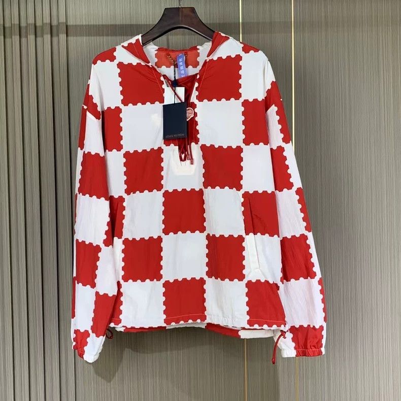 LOUIS VUITTON Red and white checkerboard assault jacket 250