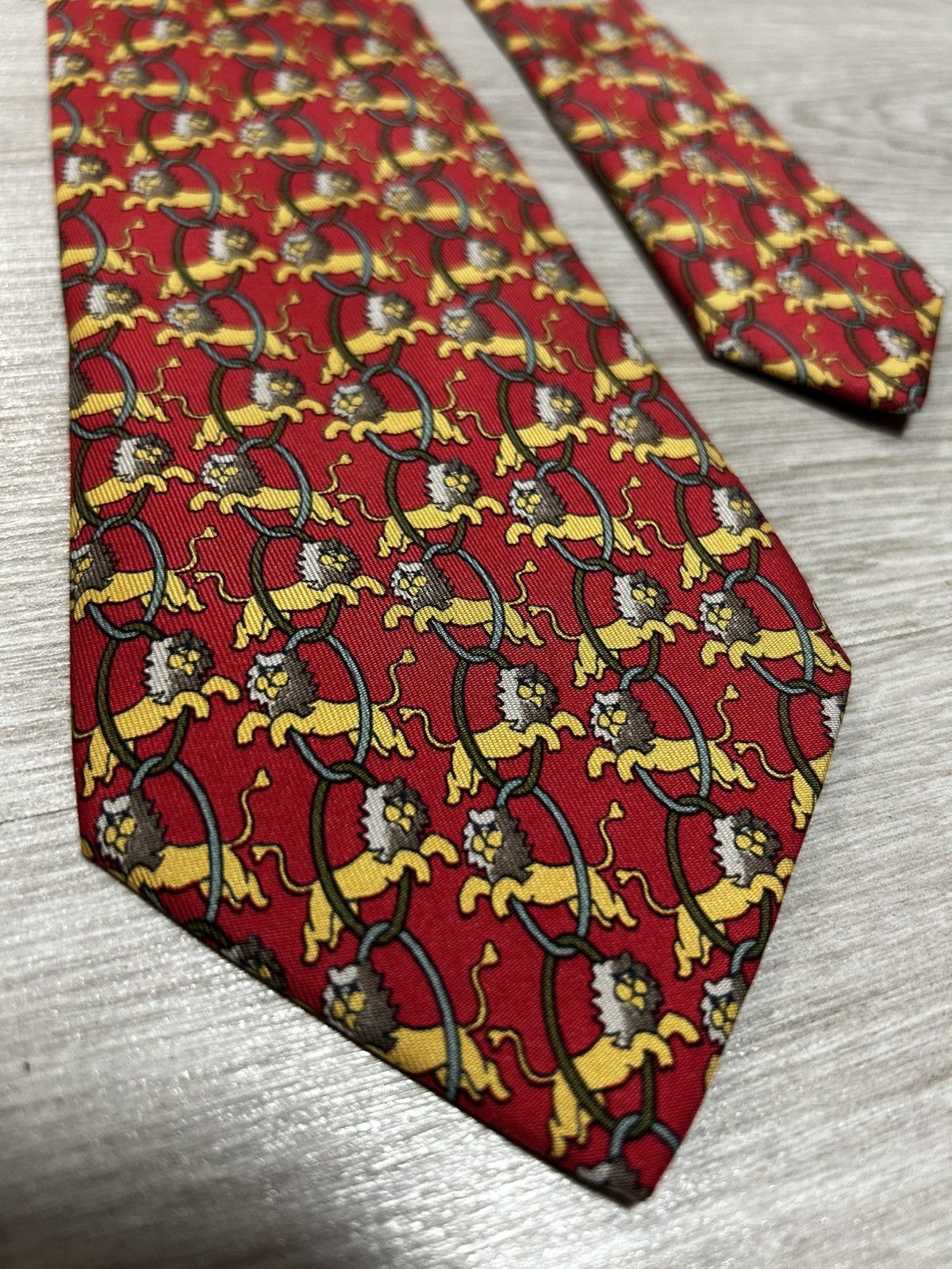 Hermes Hermes Tie Silk Tiger Animal France Size ONE SIZE - 5 Thumbnail
