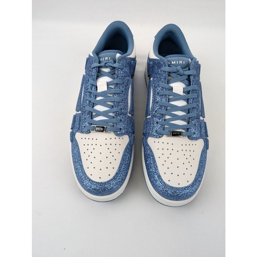 Amiri o1rshd1 Shimmer Skeleton Top Low Sneakers in White/Blue Size US 12 / EU 45 - 14 Thumbnail