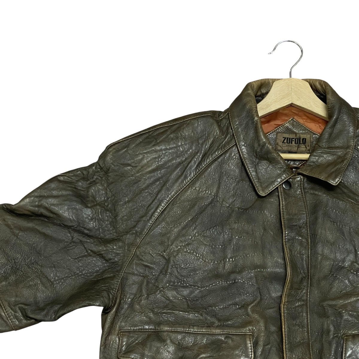 Leather Vintage Zufolo Sheepskin Flight Leather Bomber Jacket Size US L / EU 52-54 / 3 - 5 Thumbnail
