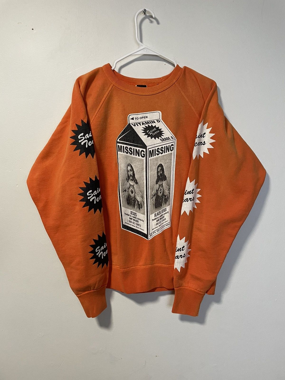image of Saint Mxxxxxx Denim Tears Missing Milk Carton in Orange, Men's (Size Large)