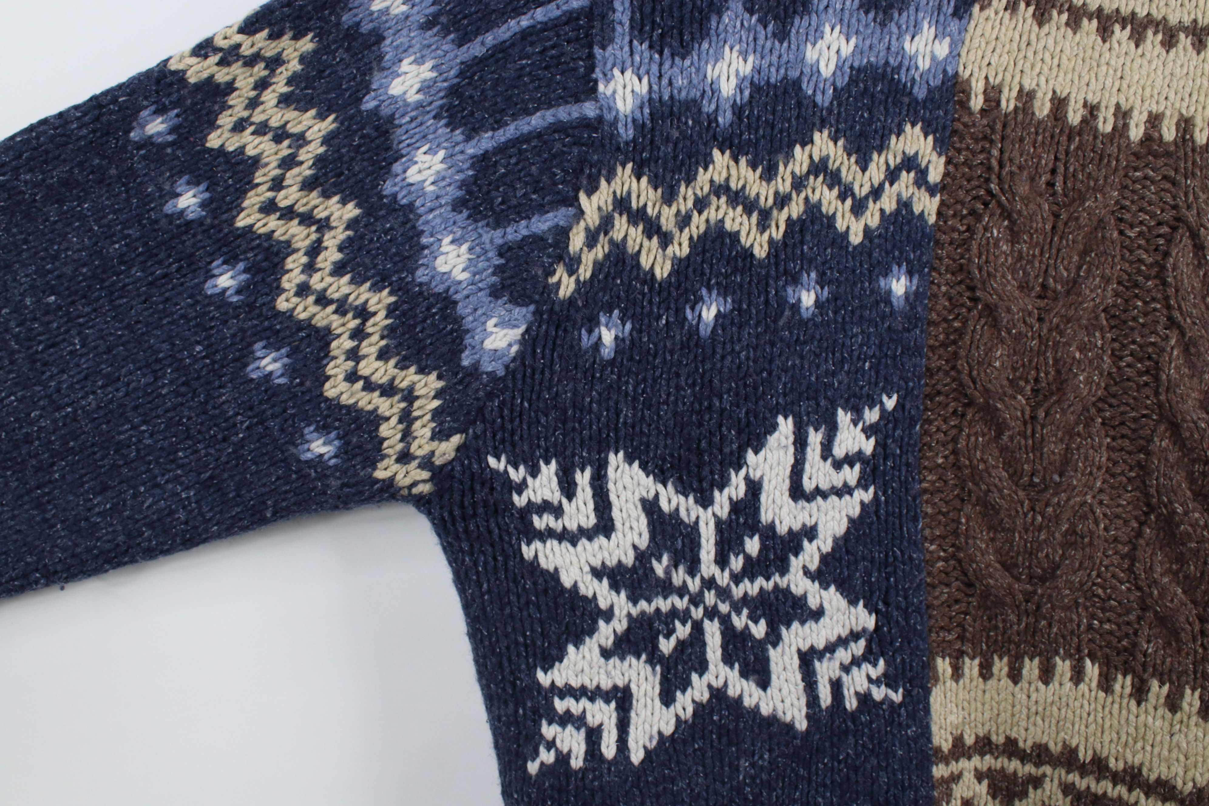Vintage Vintage 90s Streetwear Patchwork Fair Isle Flag Knit Sweater Size US XXL / EU 58 / 5 - 5 Thumbnail
